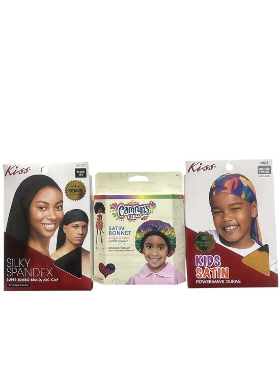 Kiss / Firstline Brands Accessories - Kiss Hair Care Bundle: Silky Spandex Braid/Loc Cap (DH121), Camryn's BFF Satin B